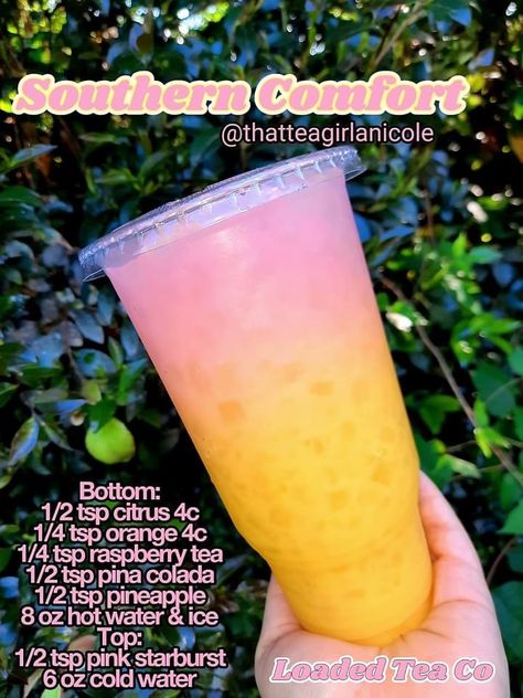 Gramzero Tea Recipes, 4c Drink Recipes, Loaded Tea Shop Decor Ideas, Loaded Tea Flavors, 4c Energy Rush Loaded Tea Recipes, Loaded Tea Recipes, Boosted Tea, Herbalife Meal Plan, Flavored Water Drinks