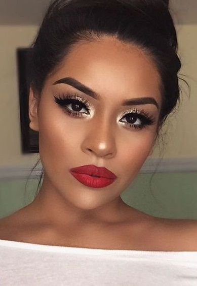 Red Lip Makeup Ideas 10 Gold Eyeshadow Looks, Amazing Wedding Makeup, Red Lips Makeup Look, Make Up Designs, Wedding Hairstyles And Makeup, Natural Smokey Eye, Best Wedding Makeup, Makeup Tip, Wedding Makeup Tips