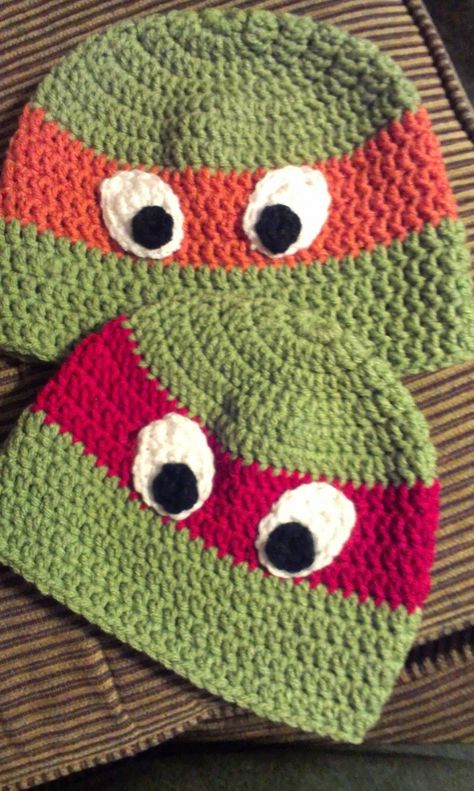 Crochet Ninja Turtle, Ninja Turtle Hat, Turtle Hat, Crochet Hats For Boys, Crochet Character Hats, Crochet Baby Gifts, Easy Crochet Hat, Crochet Kids Hats, Hat Patterns Free