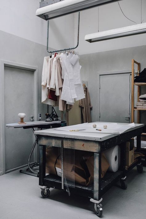 Studio Tour with Aure Studio in Denmark - Our Food Stories Small Boutique Interior, Atelier Interior, Startup Office, Design Studio Workspace, Sewing Room Inspiration, Design Studio Office, Fashion Designer Studio, Art Studio Room, Sewing Room Design