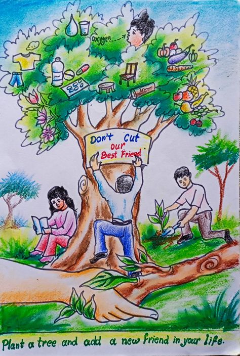 Protection Of Environment Drawings, Pani Bachao Drawing, Wildlife Conservation Drawing, Paryavaran Poster Drawing, Nature Conservation Drawing, Save Trees Drawing For Competition, Nature Conservation Poster, Save Trees Poster Creative, Save Nature Poster Environment