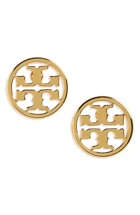 Gold Bar Earrings Studs, Gold Ear Jacket, Clean Gold Jewelry, Tory Burch Earrings, Sweet 16 Gifts, Earring Jackets, Circle Logo, Minimalist Studs, Tory Burch Jewelry