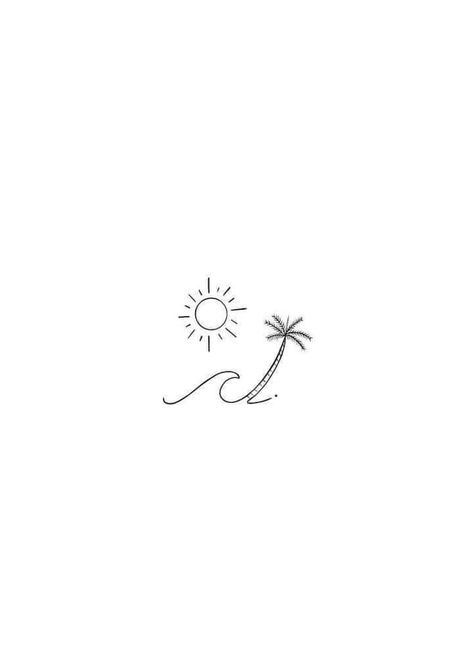 Dainty Tattoos Small, Tattoos Dainty, Small Beach Tattoos, Beachy Tattoos, Minimalist Tattoo Small, Surf Tattoo, Petit Tattoo, Summer Tattoo, Beach Tattoo