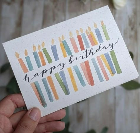 Card Design Ideas Drawing Easy, Garden Birthday Card, Happy Birthday Card Simple, Easy Birthday Cards Diy Creative, Watercolour Birthday Cards Simple, 17th Birthday Card Ideas, Handmade Birthday Card Ideas Creative, Birthday Card Ideas Simple, Boy Birthday Card Ideas