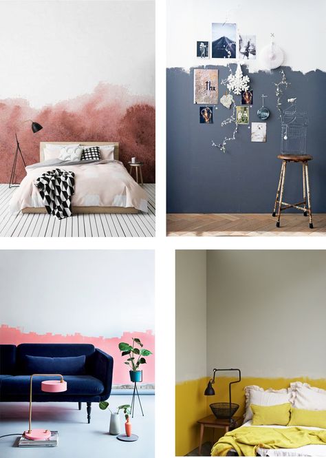 Color Idea: half painted walls - Interior Notes Cool Wall Painting Ideas, Half Painted Walls, Interior Design Per La Casa, Bedroom Wall Paint, 카페 인테리어 디자인, Hus Inspiration, Design Del Prodotto, Room Colors, Cheap Home Decor