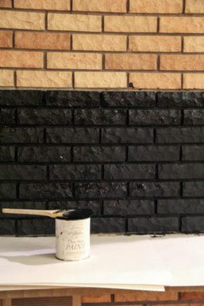 Black Fireplace Brick Painted, Black Paint For Fireplace, Painting Brick Black, Painted Black Brick Fireplace, Black Brick Fireplace Painted, Brick Painted Black, Painted Black Fireplace, Black Painted Fireplace, Black Fireplaces