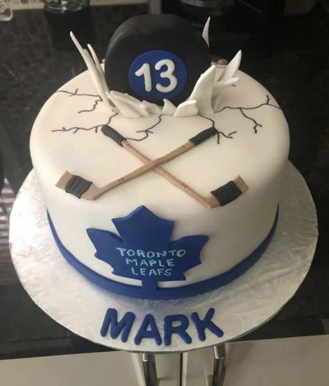 Hockey Cupcakes, Hockey Birthday Cake, Hockey Cakes, Hockey Birthday Parties, 8th Birthday Cake, Hockey Party, Hockey Birthday, Maple Leafs Hockey, 50th Cake