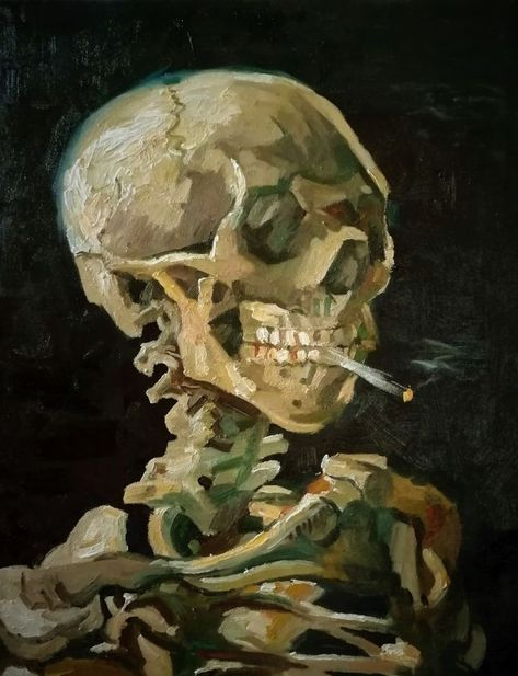 Vincent van Gogh "Head of a Skeleton with a Burning Cigarette" (Available on Redbubble) Aesthetic Skeleton, A Skeleton, 5d Diamond Painting, Vincent Van Gogh, Van Gogh, Diamond Painting, Oil On Canvas, Skeleton, Oil Painting