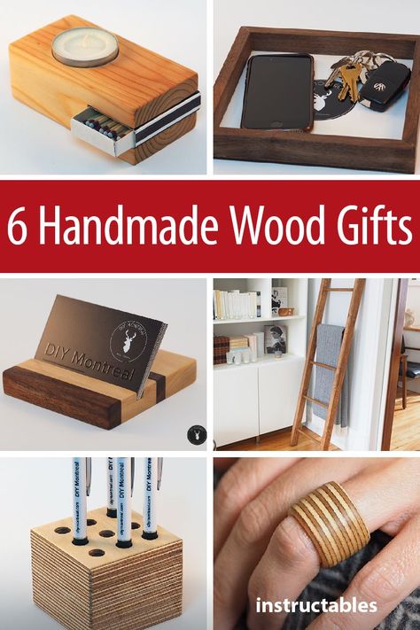 Here are 6 simple wooden projects that make great holiday gifts. #Christmas #woodworking #workshop #woodshop #tools #jewelry #home #decor Simple Wooden Projects, Christmas Woodworking, Woodshop Tools, Wood Gifts Diy, Wood Crafting Tools, Work Tips, Tools Jewelry, Diy Holz, Wood Working Gifts