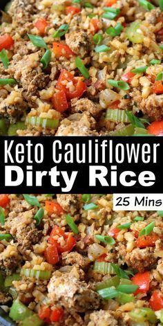 Cauliflower Dirty Rice, Keto Rice, Keto Cauliflower Rice, Dirty Keto, Keto Beef, Cauliflower Rice Recipes, Dirty Rice, Easy Cauliflower, Turkey Chicken