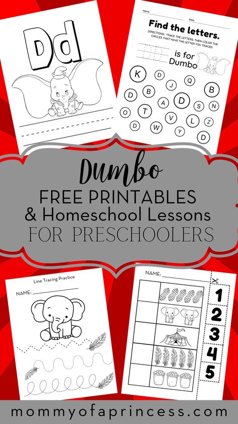 Fun Preschool Disney Activities (D- Dumbo) Disney Kindergarten Activities, Disney Activities For Preschoolers, Disney Preschool Activities, Dumbo Printable, Circus Tent Craft, Disney Lessons, Disney Themed Classroom, Disney Activities, Classroom Planning