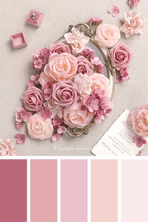 Pink Wedding Colors, تصميم للمنزل العصري, Pink Color Schemes, Color Schemes Colour Palettes, Color Palette Pink, Wedding Theme Colors, Design Seeds, Peach Flowers, Color Palette Design