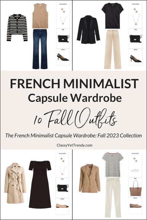 French Fall Outfits 2023, Classic Yet Trendy, Minimalist Fall Wardrobe 2023, Minimalist Luxury Fashion, Classy Yet Trendy 2023, Classy Capsule Wardrobe 2023, Weekly Capsule Wardrobe, Minimalist Outfits Women Fall, 2023 Fall Wardrobe Capsule