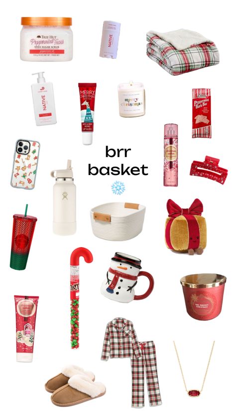 burr basket!! #burr #brr #basket #burrbasket #christmas #christmasideas #presents Burrrrr Basket, Preppy Christmas Gifts, Burr Basket, Family Gift Baskets, Book Basket, Making A Gift Basket, Girly Christmas Gifts, Big Little Basket, Cute Christmas Ideas