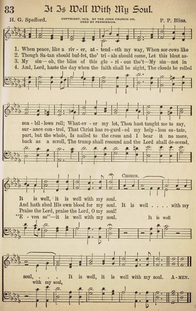 It is Well with My Soul is one of my all time favorite songs, from the message of the hymn, to the story of how it was written, to the story of the author Horatio Gates Spafford. Farmhouse Photography, Printable Hymns, Gospel Song Lyrics, Hymn Sheet Music, Hymn Music, Church Songs, Hymns Lyrics, Christian Song Lyrics, Soli Deo Gloria