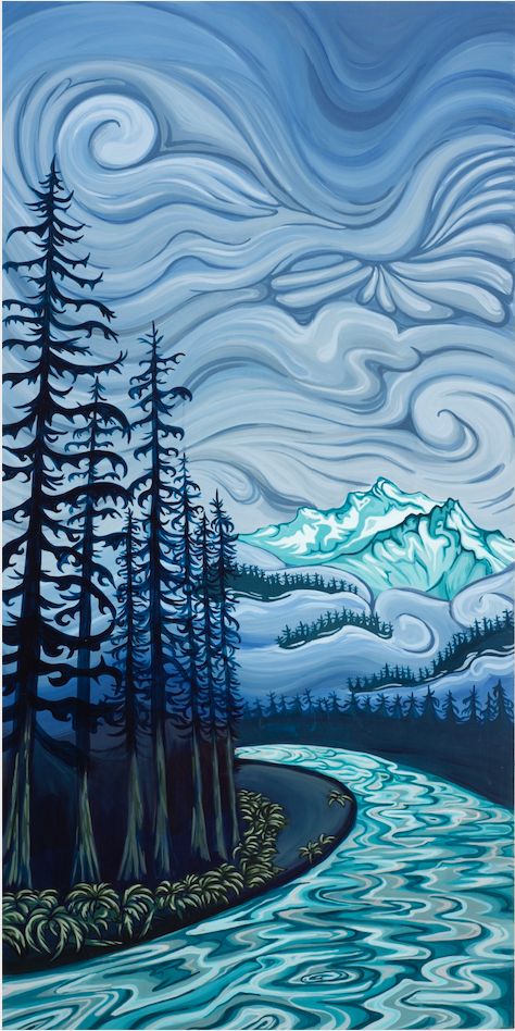 Creative Creatures, Creative Arts Therapy, Favorite Paintings, River Painting, Vbs Crafts, Olympic Peninsula, Thread Painting, Affinity Designer, Canadian Art