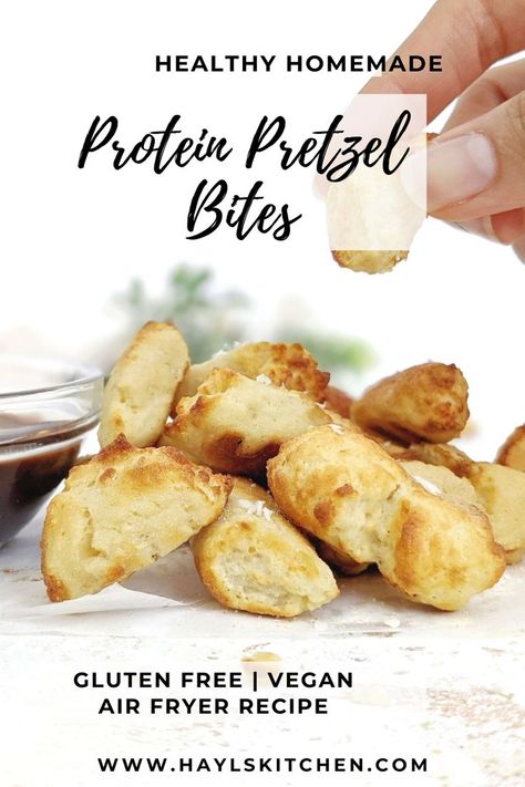 Protein Garlic Bread, Protein Pretzel Bites, Protein Snacks Air Fryer, Healthy Pretzel Recipe, Savory Protein Powder Recipes, Soy Protein Powder Recipes, Protein Powder Bites, High Protein Sourdough Recipes, Savory Protein Snacks