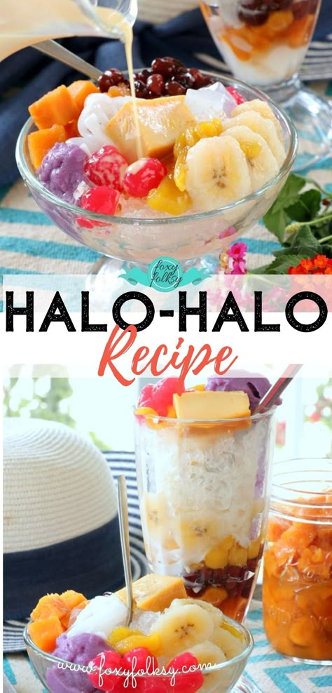 Halo Halo Drink, Halo Halo Dessert Philippines, Filipino Halo Halo Recipe, Halohalo Dessert Recipe, Halo Halo Recipe Filipino Desserts, Phillipines Recipes, Sims Recipes, Halohalo Dessert, Phillipino Recipes