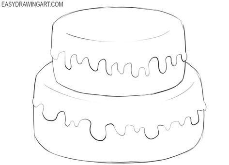 How to Draw a Cake Cute Cake Art Drawing, Cake Base Drawing, Drawing Cake Ideas, Cake Pictures Drawing, How To Draw A Birthday Cake, Cake Pencil Drawing, Cake Drawing Reference, Cupcake Art Drawing, Cake Sketch Drawings