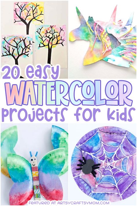 Homeschool Watercolor Art, Paint Craft For Preschoolers, Watercolor Activities For Kindergarten, Watercolor Art For Prek, Painting Crafts For Kindergarten, Watercolor First Grade, Preschool Watercolor Art Projects, Pre K Watercolor Activities, Watercolor Art For Preschoolers