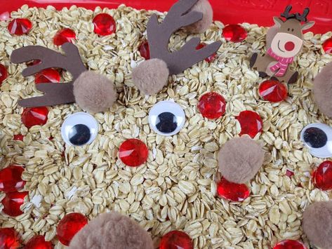 Reindeer Sensory Activities, Christmas Kid Activity, Reindeer Games Preschool, Reindeer Day Kindergarten, Reindeer Sensory Bin, Preschool Reindeer Crafts, Reindeer Activities For Kids, Preschool Reindeer Activities, Reindeer Activities For Toddlers