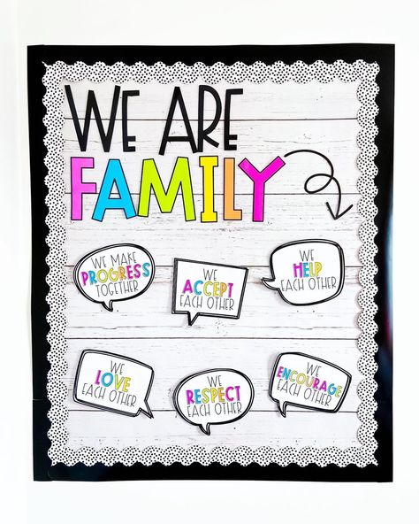 3 Blonde Bloggers on Instagram: “WE ARE FAMILY 💕 We always refer to our classes as a “family”, so we’re excited to add this new bulletin board and door decor set to our…” Family Picture Bulletin Board Ideas Preschool, We Are Family Classroom Door, Our Classroom Is A Family Bulletin Board, We Are Family Bulletin Board Ideas, We Are Family Classroom Display, Family Theme Classroom Decoration, Our Class Is Family Bulletin Board, My Family Bulletin Board Ideas, In This Classroom We Are Family