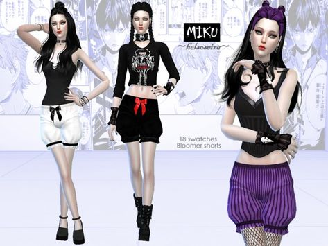 Bloomer Shorts, Gothic Shirts, Bloomers Shorts, Female Shorts, Long Bodycon Dress, Sims 4 Collections, Zipper Shorts, Punk Outfits, Sims 4 Cc