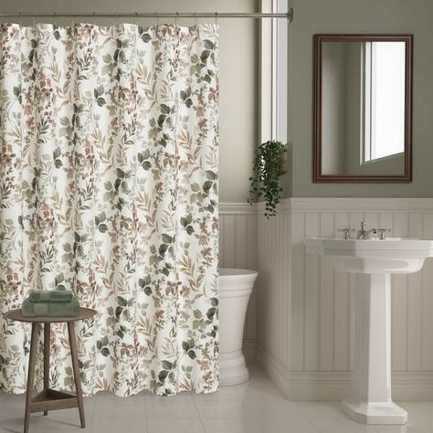 Royal Court Evergreen Shower Curtain - On Sale - Bed Bath & Beyond - 38219023 Green And Tan Bathroom, Cleaning A Shower, Green Bathroom Decor, Waffle Weave Shower Curtain, Green Shower Curtains, Floral Shower Curtain, Floral Shower Curtains, Royal Court, Shower Liner