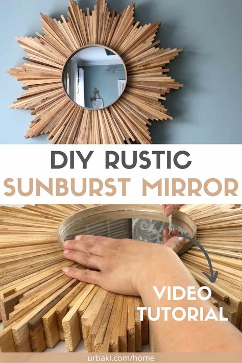 Looking for a creative way to spruce up your living space? A sunburst mirror might just be the perfect addition to your decor. This striking piece of wall art adds a touch of elegance and style to any room, and the best part is, you can make one yourself! In this article, we'll provide you with a video tutorial that walks you through the steps of making your own sunburst mirror. Whether you're a seasoned DIYer or a beginner, you'll find this tutorial easy to follow and the results are sure to... Sun Burst Mirror Diy Wall Decor, Sun Burst Mirror, Mirror Video, Starburst Mirror, Home Board, Sunburst Mirror, Diy Mirror, Get Creative, Rustic Diy