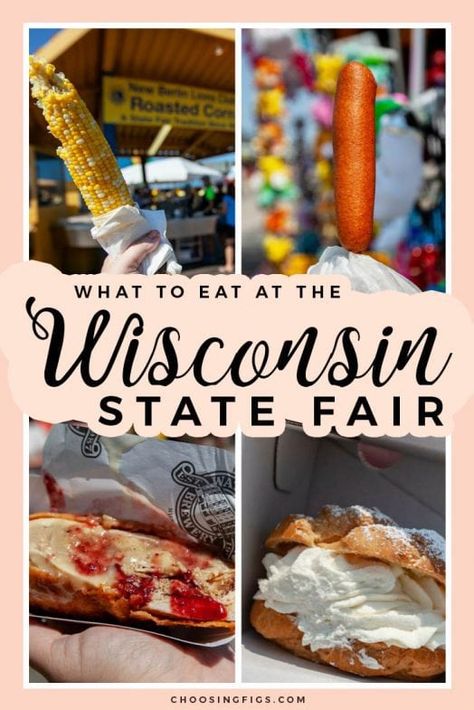 What to eat at the Wisconsin State Fair. Carnival Eats Recipes, 1950s Farmhouse, Carnival Eats, Carnival Foods, State Recipes, Concession Stand Food, Fair Recipes, Waffle Cone Recipe, Pig Races