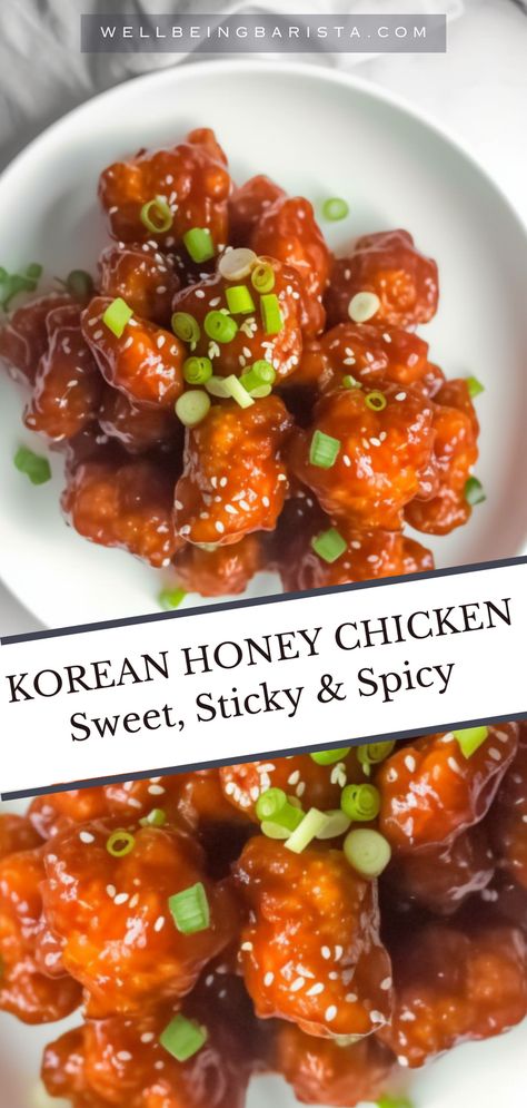 Dakgangjeong is a Crispy crunchy Korean fried chicken glazed in a sticky, sweet, tangy and spicy Gochujang sauce. So addictive! Korean Gochujang Sauce, Dakgangjeong Chicken, Korean Fried Chicken Recipe Crispy, Korean Thanksgiving Food, Gojujang Recipes, Korean Spicy Food, Korean Fried Chicken Sauce, Gochujang Recipe Chicken, Korean Chicken Recipe