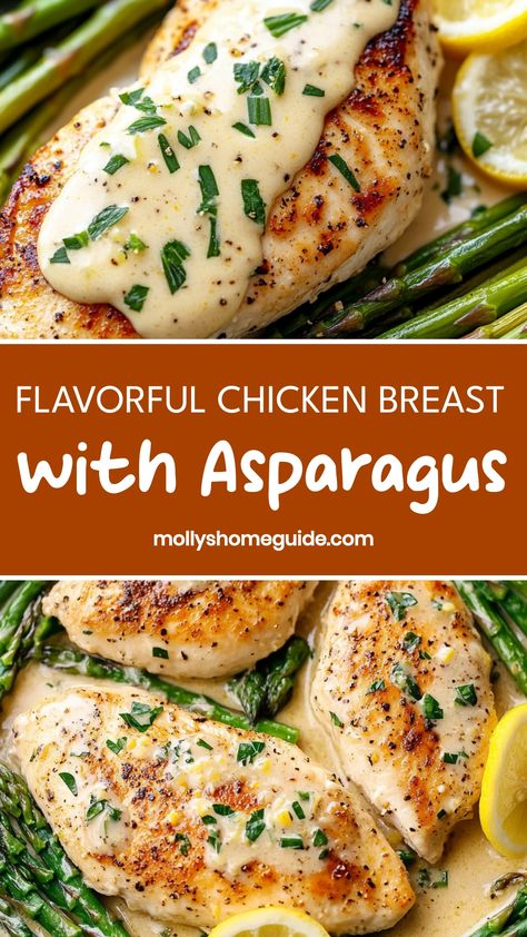 Indulge in a tasty and wholesome meal with our recipe for juicy chicken breast with asparagus. This dish is perfect for a nutritious and flavorful dinner option that your whole family will love. The tender chicken pairs perfectly with the fresh flavors of asparagus, creating a delicious combination that is sure to impress. Whether you're cooking for yourself or entertaining guests, this recipe is a great choice for any occasion. Try our chicken breast with asparagus dish today and treat your tas Chicken Thighs Asparagus, Chicken Thigh Asparagus Recipe, Chicken With Asparagus And Mushrooms, Chicken Thighs And Asparagus Recipes, Chicken Wrapped Asparagus, Chicken Breast With Asparagus Recipes, Chicken Breast Asparagus Recipe, Asparagus Stuffed Chicken Breast Recipes, Chicken Breast And Asparagus Recipes