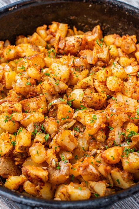 Home Fries Recipe Russet Potato Breakfast Recipes, Cottage Fries Recipes, Diced Breakfast Potatoes, Homefries Recipe, Home Fries Breakfast, Home Fries Recipe, Kitchen Swagger, Gameday Appetizers, Breakfast Potatoes Skillet