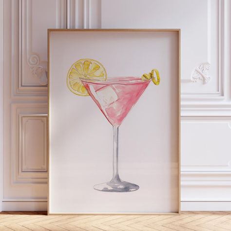 - New With Tags - Unframed - Measurements Are In Inches Anthropologie Art, Pink Alcohol, Martini Poster, Cocktail Rose, Cocktail Pink, Apartment Painting, Esthetician Room Decor, Cute Living Room, College House