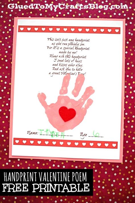 #gluedtomycrafts Handprint Valentine Poem Keepsake Printable - Valentine's Day Kid Craft Idea Keepsake Printable, Valentines Day Crafts For Preschoolers, Simple Gift Ideas, Idea For Valentine, Preschool Valentine Crafts, Toddler Valentine Crafts, Valentines Poems, Valentines Day Poems, Kindergarten Valentines