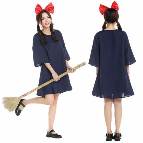 Trendy Fashion Anine Kiki's Delivery Service Costume Cosplay Witch Ghibli Dress+Headband, Halloween Kiki's Delivery Service Costume, Hello Kitty Halloween Costume, Halloween Japan, Cosplay Ideas Women, Cosplay For Women, Spooky Halloween Costumes, Easy Cosplay, Classic Halloween Costumes, Costumes Couples