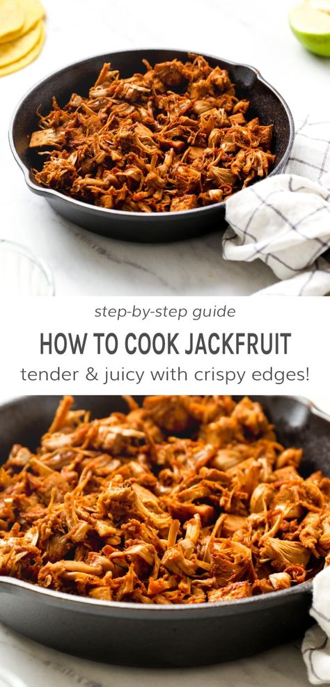 How To Cook Jackfruit, Resep Vegan, Canned Jackfruit, Jackfruit Recipes, Vegan Dinner Recipes, Vegan Eating, Vegan Dishes, Base Foods, Vegan Dinners