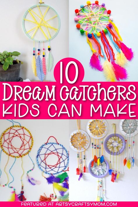 Craft Dream Catcher, Dream Catcher Paper Plate, Homemade Dream Catchers How To Make, Dream Catcher Unicorn, Dream Catcher Party Ideas, Diy Dreamcatcher Easy, Dream Catcher Preschool Craft, Dream Catcher Kids Craft, Dream Catcher Craft Easy