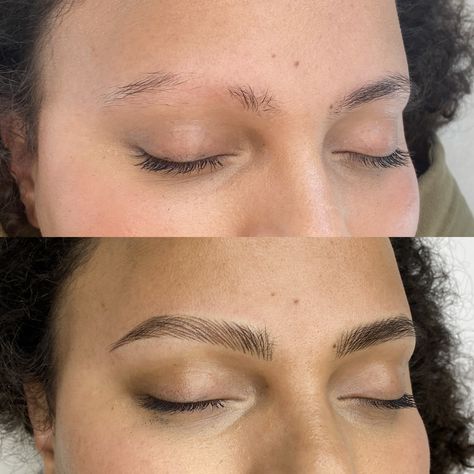 Nano Machine Brows Before and After #nanobrows #microbladedbrows Nanobrows Before And After, Tattoo Eyebrows Before And After, Microblading Before And After, Nano Brows Before And After, Brow Inspiration, Nano Brows, Nano Machine, Eyebrows Tattoo, Eyebrow Before And After