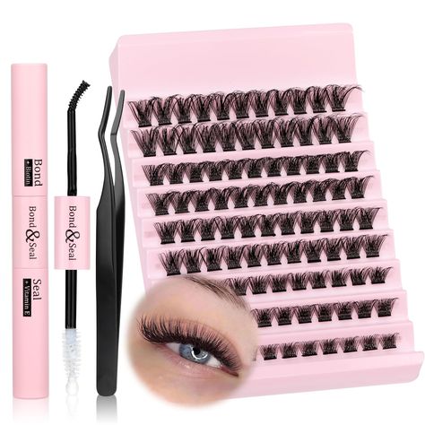 PRICES MAY VARY. New 108Pcs Cluster Lashes Kit -The new arrival tray of 108pcs lash clusters includes 5 different lengths 8mm 10mm 12mm 14mm 16mm and applicator and bond& seal lash glue. You can use this kit DIY at home by yourself get beauty salon eyelash extensions effect easily. DIY as Your Perference at Home - JIMIRE lash cluster is soooo easy to apply and comfortable to wear, match with bond seal it can be keep perfect ar least 72 hrs. Be confident on every moment! Not Fall Apart& 24 Hrs St Clusters Lashes, Home Lash Extensions, At Home Lash Extensions, Lash Extension Kit, Lash Clusters, Perfect Eyelashes, Cluster Lashes, Diy Lash Extensions, Diy Eyelash Extensions