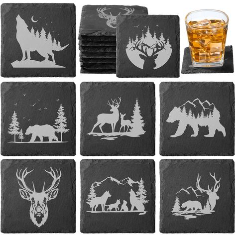 Slate Engraving Ideas, Engraved Slate Coasters, Coaster Art Ideas, Xtool F1, Wood Laser Ideas, Secret Squirrel, Coaster Art, Bedroom Patio, Laser Projects