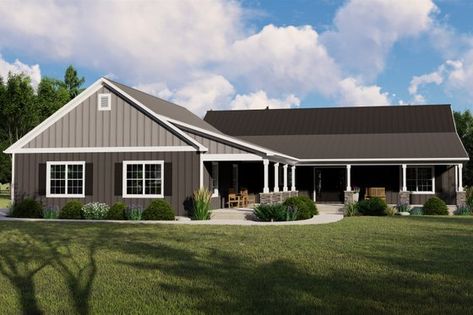 BuilderHousePlans.com Plan 1064-94 America's Best House Plans, Bathroom Country, Craftsman Farmhouse, Basement Floor Plans, Open Concept Living Room, Metal Siding, Walkout Basement, Country Style House Plans, Country House Plan