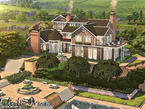 Old Money House Sims 4, Sims 4 Old Money House, Sims Old Money, Old Money Sims 4, Sims 4 Luxury House, Sim4 House, Game House Design, Sims 4 Old Money Cc, Sims 4 Farmhouse