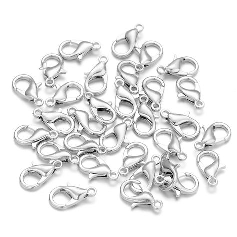 PRICES MAY VARY. 300pcs Jewelry Fastener Hooks:Package comes with 300pcs White K Lobster Claw Clasps .Its size is 12x6mm,The jewelry necklace clasps could meet your needs for making your crafting projects,bracelets and necklaces,etc. Wide application:This Muti-purpose lobster claw buckles are perfect for jewelry making crafting projects,like jewelry craft, charm,necklaces, bracelets, anklets, key chains, or other accessories. Size&Color:the lobster clips clasps are rounded,bright,shiny Silver,ma Lobster Jewelry, Clasps For Jewelry, Lobster Claws, Necklace Clasps, Bracelets And Necklaces, How To Make Necklaces, Diy Bracelet, Shiny Silver, Sewing Stores