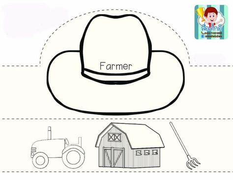 Farmer Hat Craft Preschool, Farmer Hat Craft, Farmer Activities, Community Helpers Art, Community Helpers Preschool Crafts, Community Helpers Kindergarten, Community Helpers Crafts, Community Helpers Worksheets, Community Helpers Preschool Activities