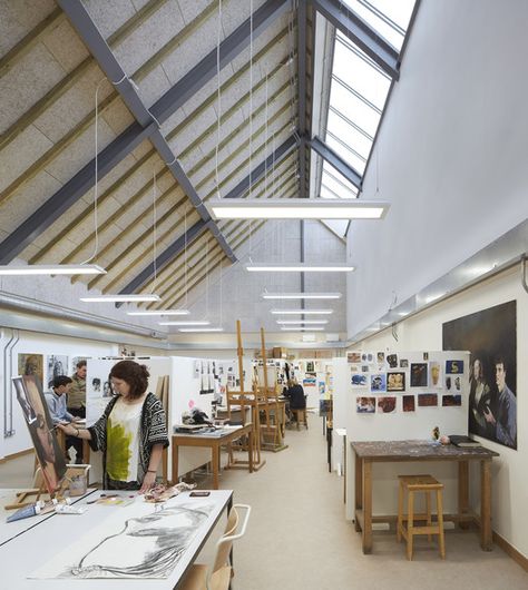 Loft Art Studio, Classroom Architecture, Art Studio Design, School Interior, Building Roof, Education Architecture, Building A Shed, Classroom Design, Studio Photo