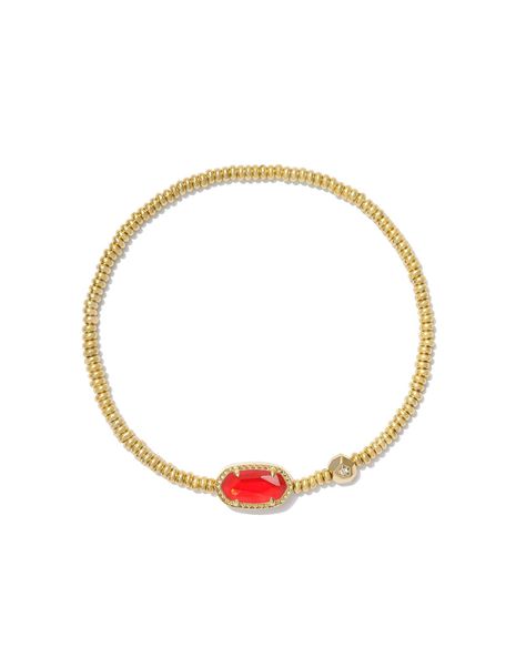 Kendra Scott gold beaded bracelet with red illusion pendant. Red Jewerly, Gold Stretch Bracelet, Jewelry Accessories Ideas, Pets For Sale, Pretty Jewelry, Accessories Ideas, Jewelry Lookbook, Christian Jewelry, Christmas Wishlist