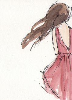 watercolor dress art - Google Search Watercolor Dress Art, Art Development, Sketch Simple, Art Mediums, Simple Drawings, Watercolor Dress, White Illustration, Lukisan Cat Air, Portrait Sketches