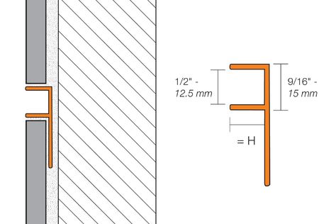 Schluter®-DECO-SG Shadow Gap, Joinery Details, Polished Porcelain Tiles, Tile Edge, Stair Parts, Accent Tile, Plaster Walls, Metal Trim, Luxury Vinyl Plank