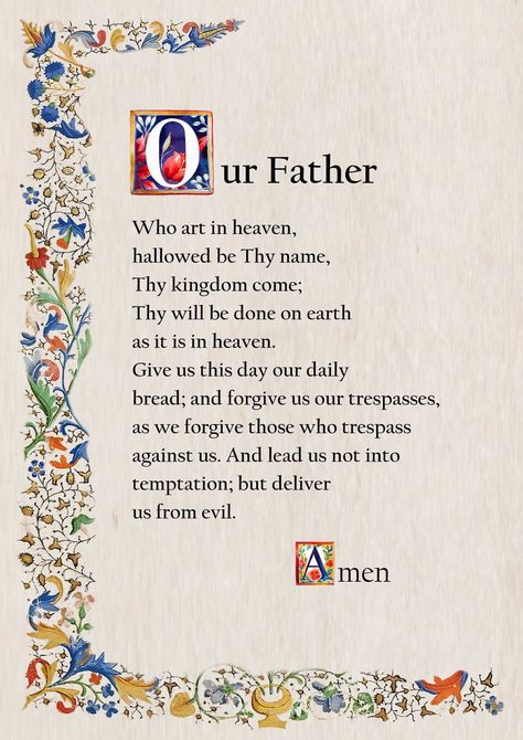 Our Father Prayer Catholic, Prayer Catholic, Our Father Prayer, Thy Will Be Done, Quotes Bible, Our Father, Christian Decor, The Lords Prayer, Catholic Prayers